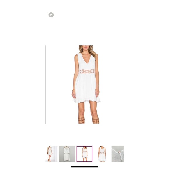 Free People Dress white a-line medium sleeveless tiered back tie crochet waist - Picture 13 of 14